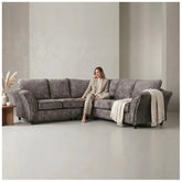 Canterbury Truffle Fabric High Back Corner Sofa