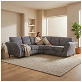 Canterbury Grey Fabric High Back Corner Sofa
