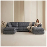 Bishop Coal Alaska Fabric U Shape High Back Corner Sofa