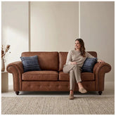 Oakland Tan Suede 3 Seater Sofa