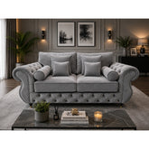 Rio 3 seater Sofa | Diamond Tufted with Rolled Arms & Scatter Cushions