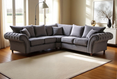 Nicole L-Shape Corner Sofa Deep-Buttoned with Rolled Arms & Scatter Cushions