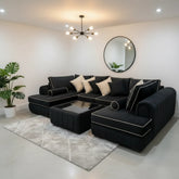 Lilly U-Shape Corner Sofa | with Glass Coffee table