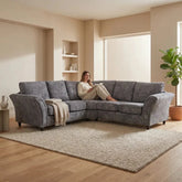 Canterbury Grey Fabric High Back Corner Sofa