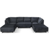 Sloane U Shape Black Velvet Corner Sofa