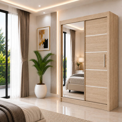 Lyon Sliding Door Wardrobe with Mirror