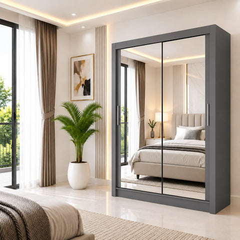 Milan Sliding Door Wardrobe with Full Mirror
