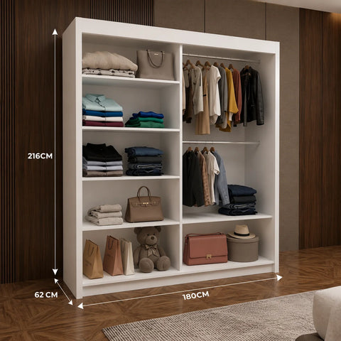 Milan Sliding Door Wardrobe with Full Mirror