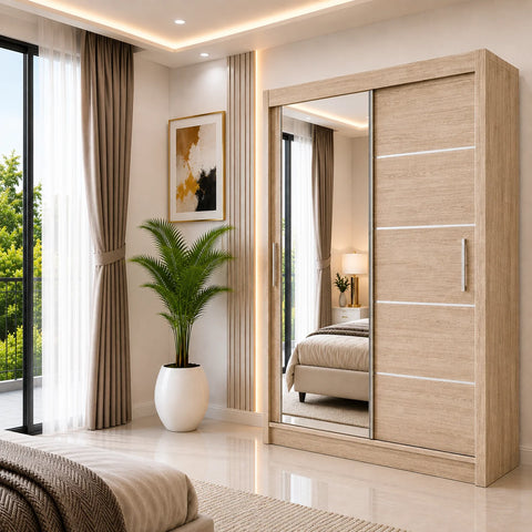 Lyon Sliding Door Wardrobe with Mirror