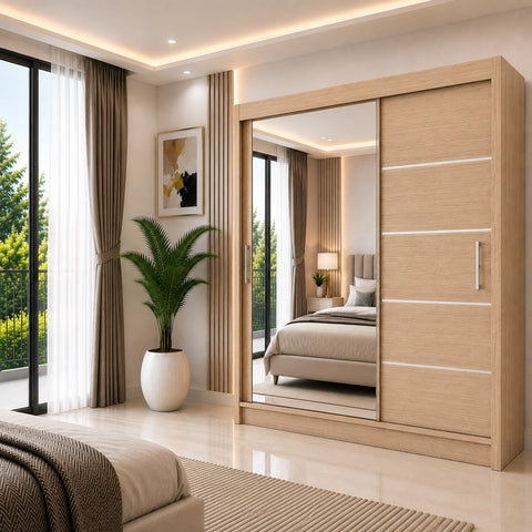 Lyon Sliding Door Wardrobe with Mirror