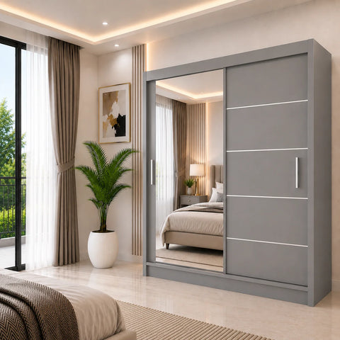Lyon Sliding Door Wardrobe with Mirror