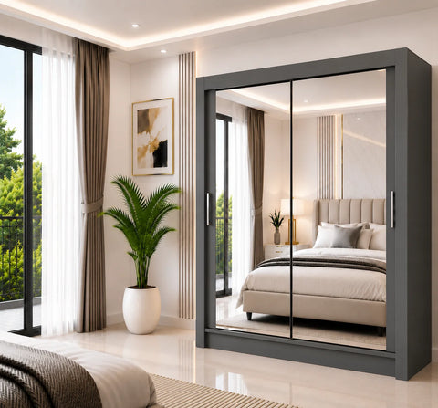 Milan Sliding Door Wardrobe with Full Mirror