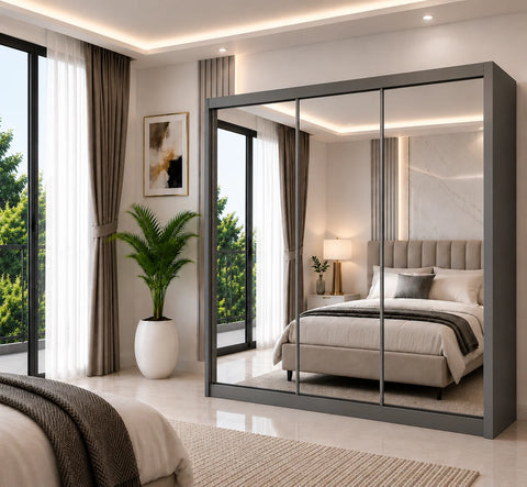 Milan Sliding Door Wardrobe with Full Mirror
