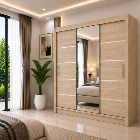 Lyon Sliding Door Wardrobe with Mirror