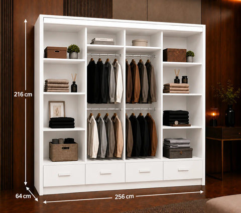 Florence Sliding Door Wardrobe with Mirror & Drawers High Gloss Black