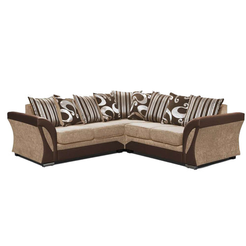 Shannon L-Shape Corner Sofa | Two-Tone with Patterned Cushions
