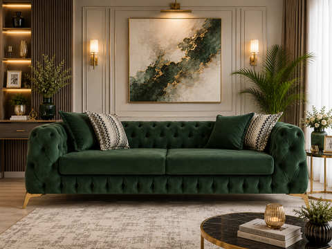 Italian Chesterfield 3 Seater Sofa