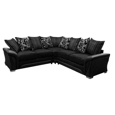 Shannon L-Shape Corner Sofa | Two-Tone with Patterned Cushions