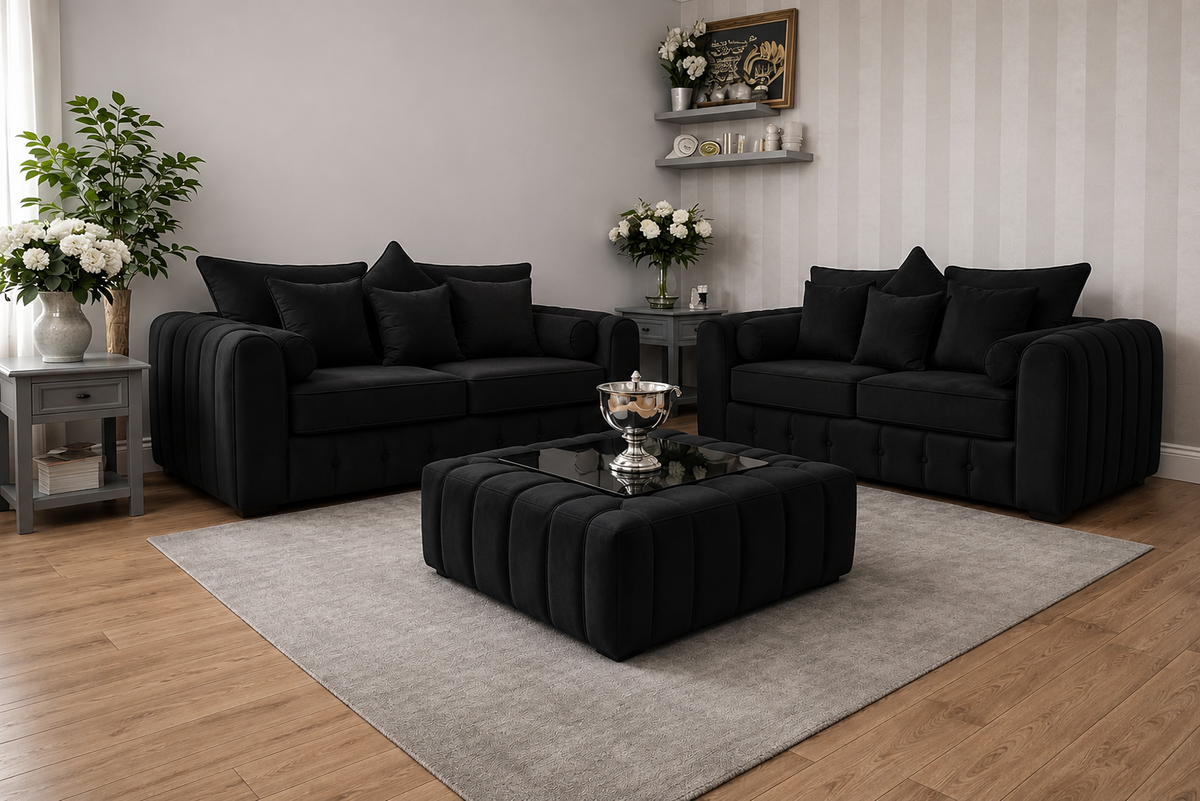 Lilly 3+2 Seater Sofa with Glass coffee table