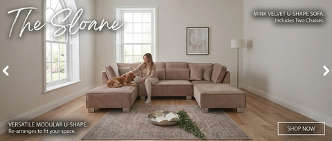 Sloane U Shape Black Velvet Corner Sofa