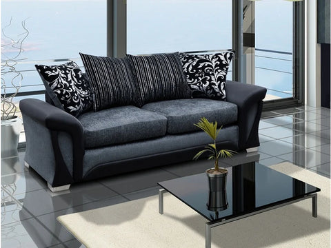 Shannon 3 Seater Sofa Two-Tone with Patterned Scatter Cushions