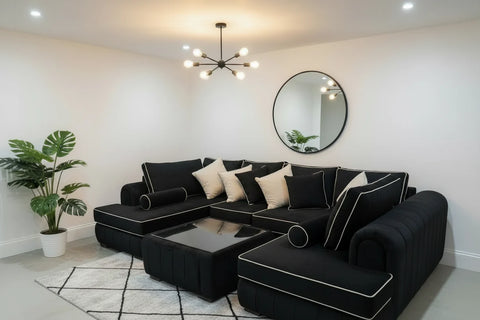Lilly U-Shape Corner Sofa | with Glass Coffee table