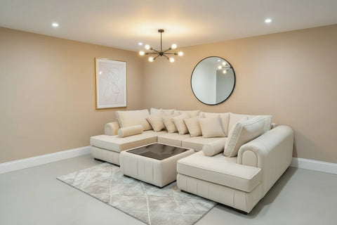 Lilly U-Shape Corner Sofa | with Glass Coffee table
