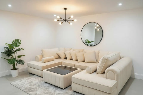 Lilly U-Shape Corner Sofa | with Glass Coffee table