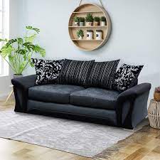 Shannon 3 Seater Sofa Two-Tone with Patterned Scatter Cushions
