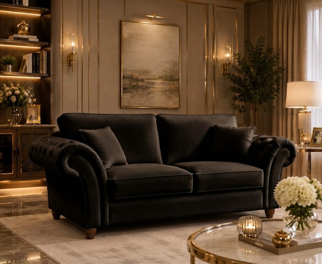 Nicole 3 Seater Sofa  with Rolled Arms & Scatter Cushions