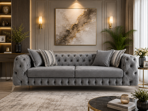 Italian Chesterfield 3 Seater Sofa