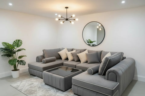 Lilly U-Shape Corner Sofa | with Glass Coffee table