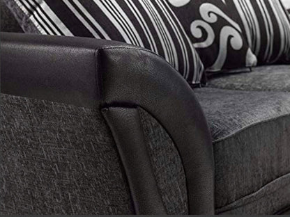 Shannon L-Shape Corner Sofa | Two-Tone with Patterned Cushions