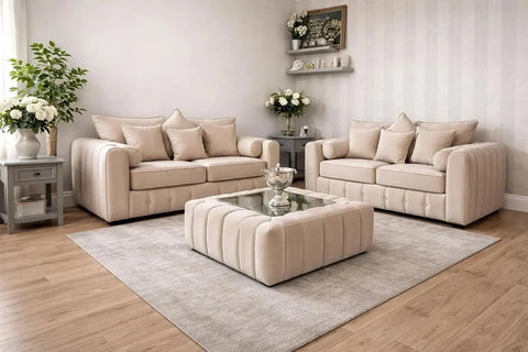 Lilly 3+2 Seater Sofa with Glass coffee table