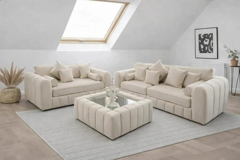 Lilly 3+2 Seater Sofa with Glass coffee table