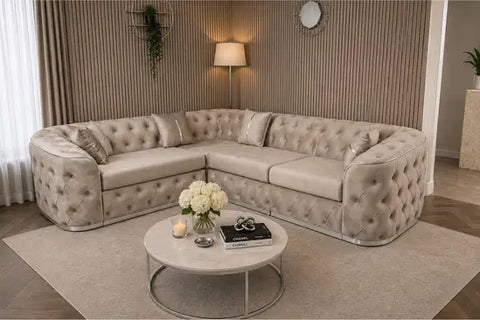 Madrid Corner Sofa | Luxury Chesterfield L-Shape Sofa Set