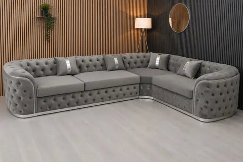 Madrid Corner Sofa | Luxury Chesterfield L-Shape Sofa Set