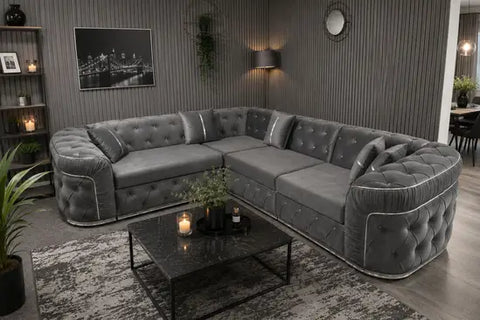 Madrid Corner Sofa | Luxury Chesterfield L-Shape Sofa Set