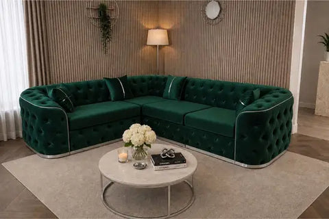 Madrid Corner Sofa | Luxury Chesterfield L-Shape Sofa Set