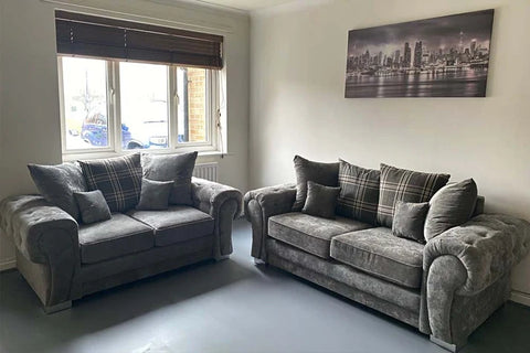 Verona Scatter Grey Fabric 3 Seater Sofa