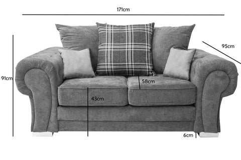 Verona Scatter Grey Fabric 2 Seater Sofa