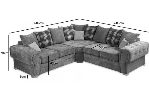 Verona Scatter Grey Fabric Corner Sofa