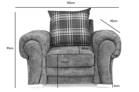 Verona Scatter Grey Fabric Armchair
