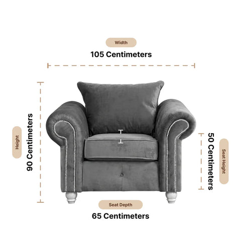 Olympia Grey Fabric Velvet Armchair