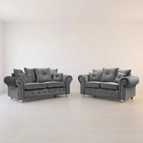 Olympia Grey Fabric Velvet 3+2 Seater Sofa Set