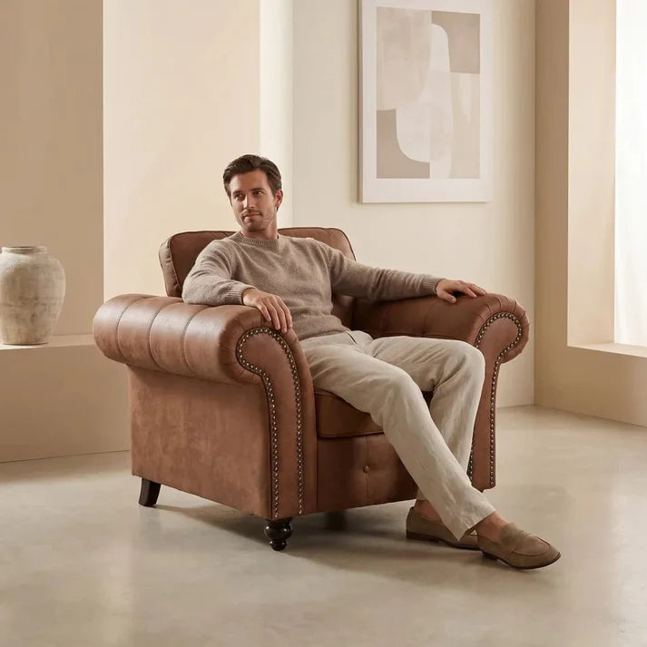 Oakland Tan Suede Armchair