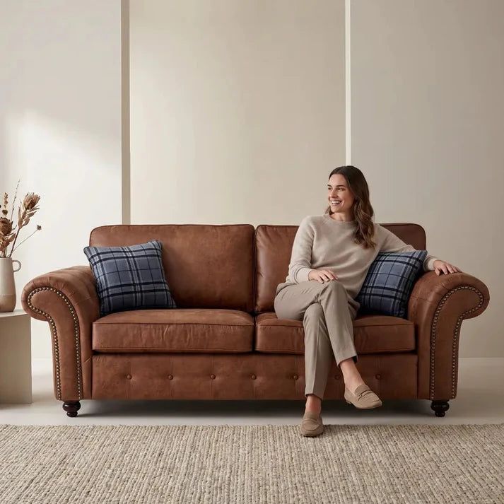 Oakland Tan Suede 3 Seater Sofa