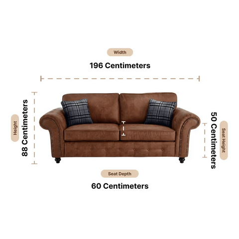 Oakland Tan Suede 3 Seater Sofa