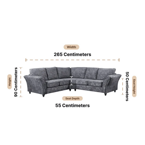 Canterbury Grey Fabric High Back Corner Sofa