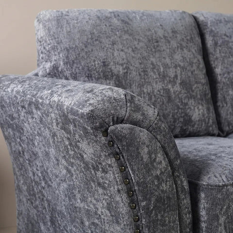 Canterbury Grey Fabric High Back Corner Sofa